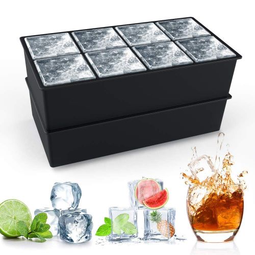  [아마존 핫딜]  [아마존핫딜]Eiswuerfelform Silikon XXL, HOMMINI 8-Fach Silikon Eiswuerfel Form Ice Cube Tray, Eiswuerfelbehalter Kuehl Aufbewahren, LFGB Zertifiziert und BPA Frei, Schwarz (2er Pack)