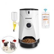 HOMMINI Smart Feeder, Automatic Pet Feeder with 110° HD Camera Video Voice Recording Real-time Sharing,250ml Water Feeder for Dog & Cat, Controlled by iPhone, Android or Other Smar