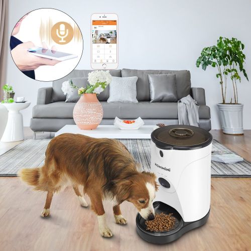  HOMMINI Smart Feeder, Automatic Pet Feeder with 110° HD Camera Video Voice Recording Real-time Sharing,250ml Water Feeder for Dog & Cat, Controlled by iPhone, Android or Other Smar