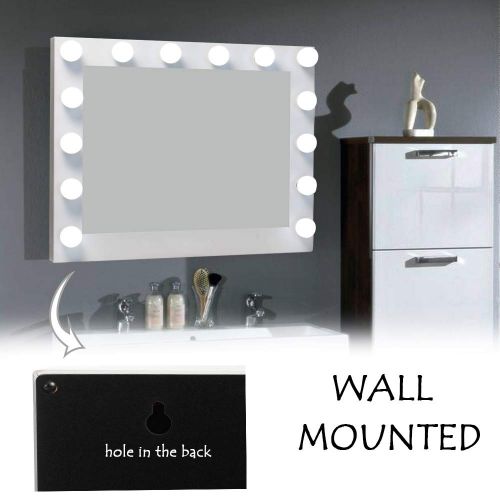  HOMPEN Lighted Vanity Mirror, Makeup Mirrors with Dimmer Lights, Large Cosmetic Mirror with USB and Outlet, L31.5 x W25.6-White