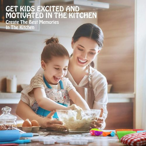  [아마존베스트]Kids Baking Set Hompo Real Baking Tools for Girl Boy Gifts Set,30 Pcs Kid Cooking Set Includes Kids Apron, Chef Hat, Oven Mitt and Baking Tools