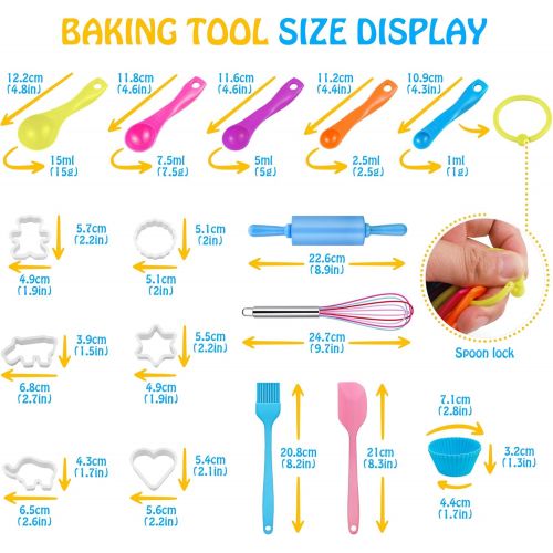  [아마존베스트]Kids Baking Set Hompo Real Baking Tools for Girl Boy Gifts Set,30 Pcs Kid Cooking Set Includes Kids Apron, Chef Hat, Oven Mitt and Baking Tools