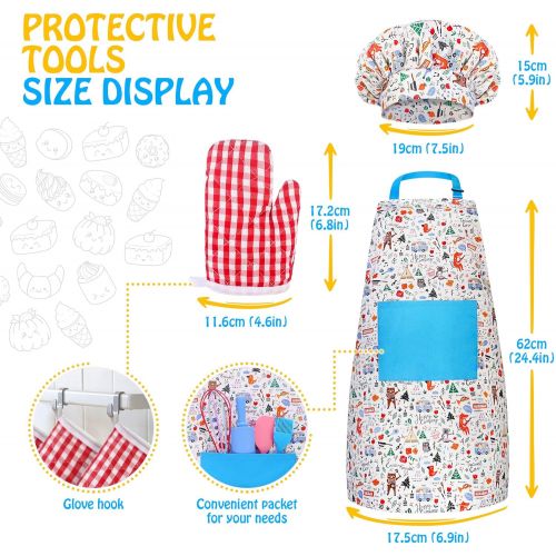  [아마존베스트]Kids Baking Set Hompo Real Baking Tools for Girl Boy Gifts Set,30 Pcs Kid Cooking Set Includes Kids Apron, Chef Hat, Oven Mitt and Baking Tools