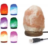 [아마존핫딜][아마존 핫딜] HOMY LED USB Himalayan Salt Lamp with Wood Base, Multi Color Changing in 7 Colors, Small about 4.7 Inches 1.5 lbs, No Installation Required Great Decor for Home Office Hotel