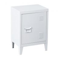 HOMY CASA HomyCasa | Metal Locker Side Sofa/Couch End Table | Bedside Night Stand | Accent Safe Home Accessory Display Mini Bookcase Cabinet Hidden Shelves Organizer Storage ((White)