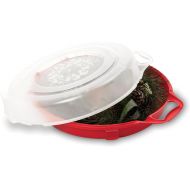 HOMZ Holiday Wreath Plastic Storage Box, Up to 24, Red with Clear Lid, 6-Pack