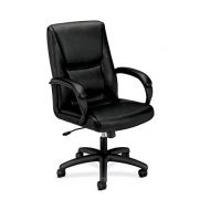 HON Executive Leather Chair - Mid-Back Office Chair for Computer Desk, Black (HVL161)