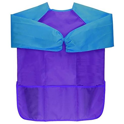  [아마존베스트]Honbay Kids Waterproof Long-sleeved Smock Apron Bib for Eating Painting Kitchen Classroom, Community Event, Crafts & Art Painting Activity 5-8Year (Blue)