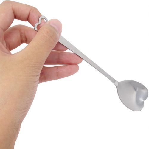  Honbay 10PCS 14.3cm/5.6Inch Stainless Steel Creative Lovely Sweet Heart Shape Fine Polishing Coffee Scoops Coffee Sugar Spoons Milk Dessert Spoons Teaspoons Kitchen Stirring Spoon