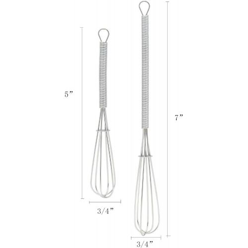  HONBAY Mini Wire Kitchen Whisks-Each of 2PCS 5 Inches and 7 Inches