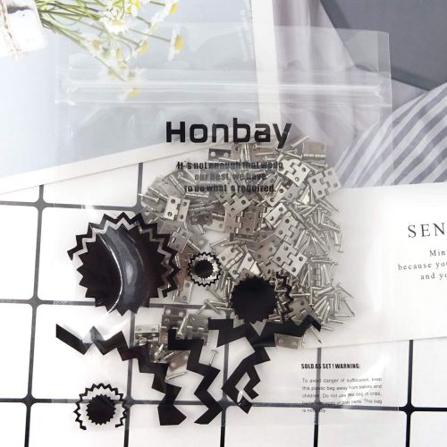  HONBAY 50PCS Miniature Dollhouse Hinges Jewelry Box Tiny Hardware Accessories with 200PCS Screws (Silver)