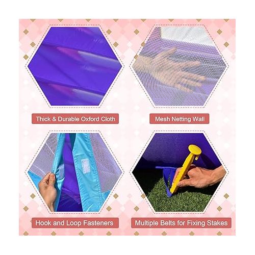  HONEY JOY Inflatable Bounce House, 3-in-1 Princess Themed Jump n’ Slide Bouncy House for Kids w/Blower, Slides, Indoor Outdoor Bouncy Castle for Kids, Gift for Boys Girls(Without Blower)