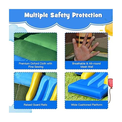  HONEY JOY Inflatable Bounce House, Crayon Theme Bouncy House for Kids w/Large Jumping Area, Indoor Outdoor Bouncing Castle House, Including Oxford Carry Bag, Repair Kit(Crayon without Blower)