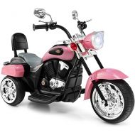 HONEY JOY Pink Kids Motorcycle, 6V Battery Powered Toddler Chopper Motorbike Ride On Toy w/Horn & Headlight, Foot Pedal, 3-Wheel Mini Electric Motorcycle for Kids, Gift for Boys Girls(Pink)