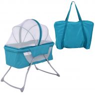 HONEY JOY Baby Bassinet, Lightweight Foldable Rocking Bed with Mosquito Net & Carrying Bag (Green)