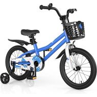 HONEY JOY Kids Bike, 14 16 18 Inch Toddler Bikes w/Training Wheels & Handbrake, Steel Frame, Fully Enclosed Chain, Adjustable Handlebar & Seat, Kids Bicycle w/Basket, Girls Boys Bike 3-8