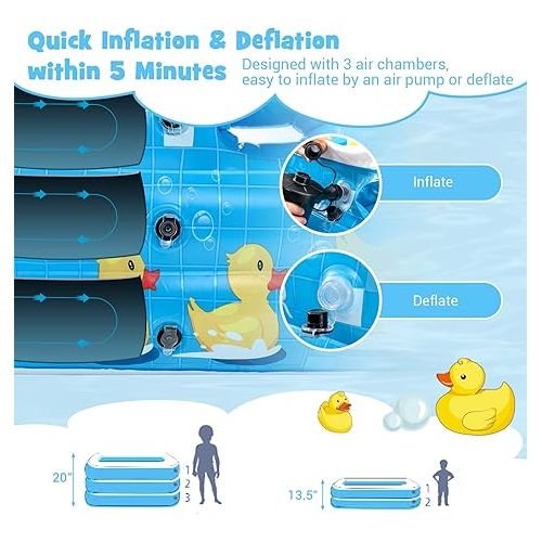  HONEY JOY Inflatable Swimming Pool w/Sprinkler, Blow Up Kiddie Pool w/Air Pump, Thickened Lounge Pools Above Ground Pool for Adult&Kids 3+, Family Full-Sized Inflatable Pool for Backyard Outdoor Party