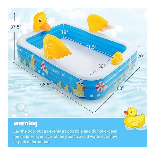  HONEY JOY Inflatable Swimming Pool w/Sprinkler, Blow Up Kiddie Pool w/Air Pump, Thickened Lounge Pools Above Ground Pool for Adult&Kids 3+, Family Full-Sized Inflatable Pool for Backyard Outdoor Party