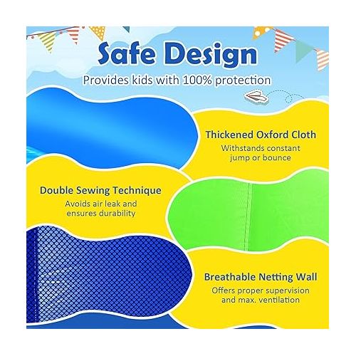  HONEY JOY Inflatable Water Slide, 7 in 1 Giant Water Bounce House Water Park for Outdoor Backyard, Double Long Slide, Splash Pool, Blow up Water Slides Inflatables for Kids and Adults(Without Blower)
