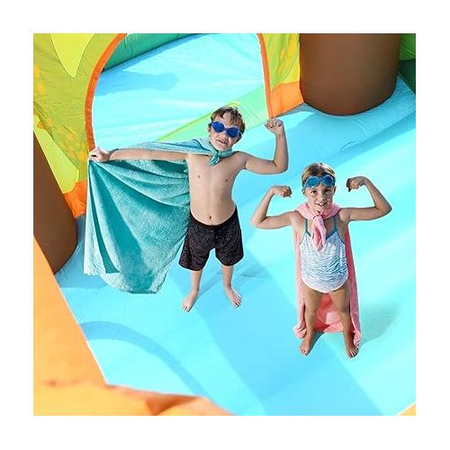  HONEY JOY Inflatable Water Slide, 6 in 1 Toddler Giant Blow Up Bouncy Water Park w/Pool & Ball Pit, Outdoor Water Bounce House Water Slides Inflatables for Kids and Adults Backyard(Without Blower)