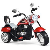 HONEY JOY Kids Motorcycle, 6V Battery Powered Toddler Chopper Motorbike Ride On Toy w/Horn & Headlight, Foot Pedal, 3-Wheel Mini Electric Motorcycle for Kids, Gift for Boys Girls(Red)