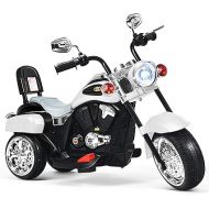 HONEY JOY Kids Motorcycle, 6V Battery Powered Toddler Chopper Motorbike Ride On Toy w/Horn & Headlight, Foot Pedal, 3-Wheel Mini Electric Motorcycle for Kids, Gift for Boys Girls(White)