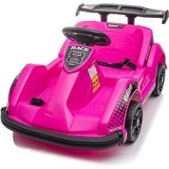 HONEY JOY Electric Go Kart, 6V Battery Powered Ride On Racing Car w/Remote Control, Safety Belt, Slow Start, Music, 4 Wheeler Electric Vehicle for Kids, Gift for Boys Girls (Pink)