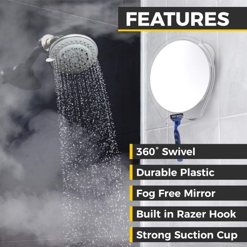  [아마존 핫딜] [아마존핫딜]HONEYBULL HoneyBull Shower Mirror for Shaving Fogless with Suction, Razor Holder & Swivel
