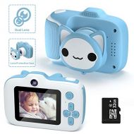 [아마존베스트]Kids Camera,HONEYWHALE Kid Digital Video Selfie Cameras 2.0 Inch IPS Screen Child Toddler Camera with 32GB SD Card,Best Birthday Toys Gifts for Boys Girls 3-12 Year Old (Blue)