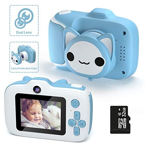  [아마존베스트]Kids Camera,HONEYWHALE Kid Digital Video Selfie Cameras 2.0 Inch IPS Screen Child Toddler Camera with 32GB SD Card,Best Birthday Toys Gifts for Boys Girls 3-12 Year Old (Blue)