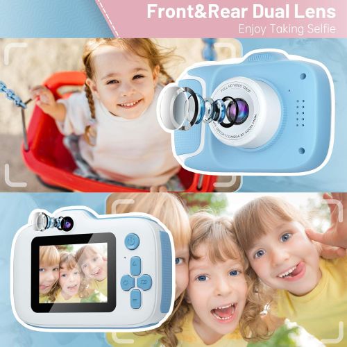  [아마존베스트]Kids Camera,HONEYWHALE Kid Digital Video Selfie Cameras 2.0 Inch IPS Screen Child Toddler Camera with 32GB SD Card,Best Birthday Toys Gifts for Boys Girls 3-12 Year Old (Blue)