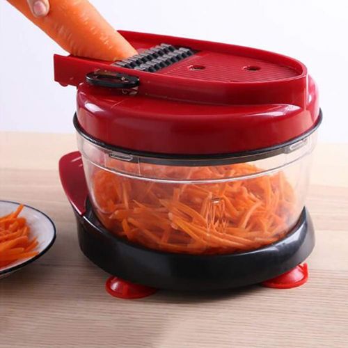  HONG Manuelle Multifunktions-Kuechenmaschine Fleischwolf Gemuesehacker Shredder Cutter Egg Blender, 6 Wechselklingen Mit Schaler, Hochleistungs-Kuechenfruchtgemuese