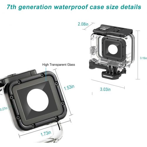  [아마존베스트]Waterproof Housing Case for GoPro Hero 7/6/5 Black(2018), HONGDAK 169FT/60M Waterproof Case Diving Protective Housing Shell for GoPro Action Camera Underwater Dive Case Shell with