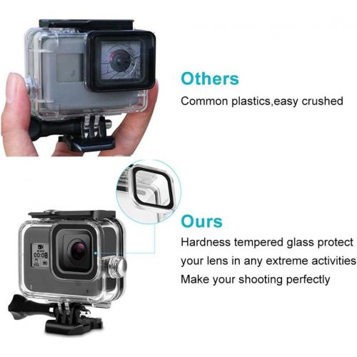  [아마존베스트]60M/ 196FT Waterproof Case for Gopro Hero 8 Housing, HONGDAK Underwater Hero 8 Protective Housing Case Shell Bracket Gopro Hero8 Accessories, Diving Case for Go Pro Action Camera