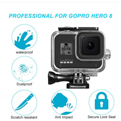  [아마존베스트]60M/ 196FT Waterproof Case for Gopro Hero 8 Housing, HONGDAK Underwater Hero 8 Protective Housing Case Shell Bracket Gopro Hero8 Accessories, Diving Case for Go Pro Action Camera