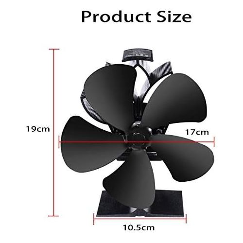  HONGWEINC 5 Blades Heat Powered Stove Fan Log Wood Burner Eco Friendly Quiet Fan Home Efficient Heat Distribution Fireplace Fan for Wood/Log Burner/Fireplace,Eco Friendly and Efficient Heat