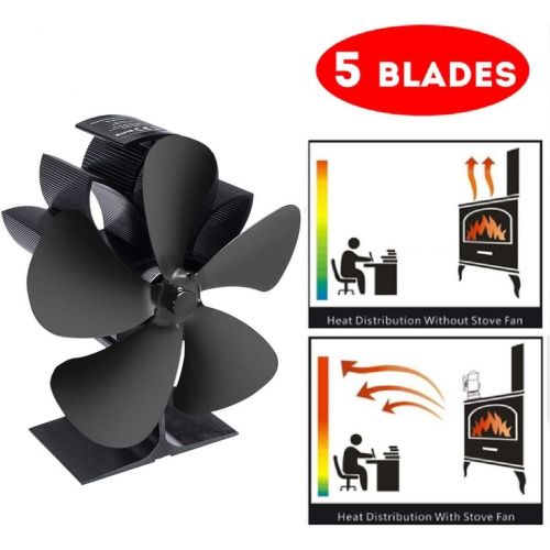  HONGWEINC 5 Blades Heat Powered Stove Fan Log Wood Burner Eco Friendly Quiet Fan Home Efficient Heat Distribution Fireplace Fan for Wood/Log Burner/Fireplace,Eco Friendly and Efficient Heat