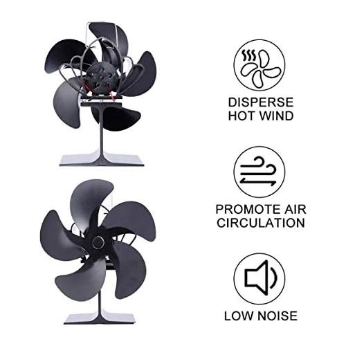  HONGWEINC Wood Stove Fan, 5 Blades Heat Powered Fireplace Fan,Silent Heat Powered Wood Stove Fan for Wood/Log Burner/Fireplace,Eco Friendly and Efficient Wood Stove Fan Wood Stove Fan ( Colo