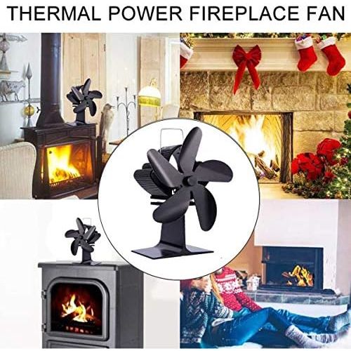  HONGWEINC 5 Blades Stove Fan Super Quiet Heat Powered Saving Fireplace Heat Powered Heat Distribution Keep Warm Fireplace Fan for Gas/Pellet/Wood Log Burner Fireplace Wood Stove Fa