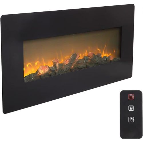  HONGYIFEI2021 Fireplace Grate 42 Inch 1400W Wall Hanging Fireplace Single Color Fake Wood Heating Wire with Small Remote Control Gas Fireplace Insert (Function : with Remote Contro