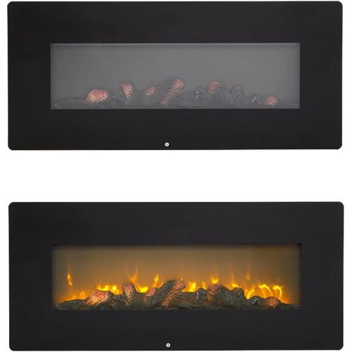  HONGYIFEI2021 Fireplace Grate 42 Inch 1400W Wall Hanging Fireplace Single Color Fake Wood Heating Wire with Small Remote Control Gas Fireplace Insert (Function : with Remote Contro