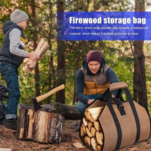  HONGYIFEI2021 Firewood Bag Canvas Firewood Wood Carrier Bag Camping Outdoor Holder Carry Storage Bag Wood Canvas Bag Fireplace Tools