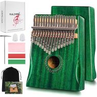 Kalimba Thumb Piano 17 Keys Bright Green - Portable Mbira Finger Piano with Music Books Gifts for Kids Adults Beginners