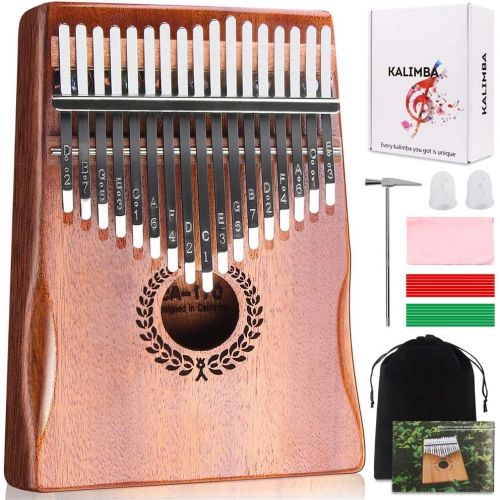  HONHAND Kalimba 17 Keys Thumb Piano, Easy to Learn Portable Musical Instrument Gifts for Kids Adult Beginners with Tuning Hammer and Study Instruction. Known as Mbira, Wood Finger Piano