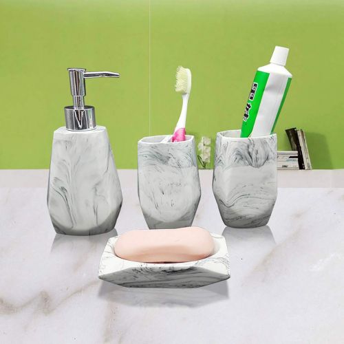  HONJAN Soap Dispenser Toothbrush Holder Soap Dish Bathroom Tumbler 4pcs Set for Kitchen Bathroom Shower for Kids Boys Girls Men Women(4pcs-D)