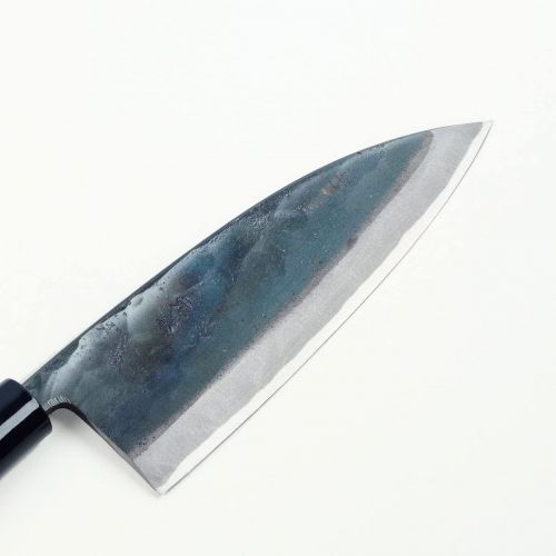  [아마존베스트]HONMAMON MOTOKANE Deba Hocho (Good for Fish Dressing) 180mm(abt 7.1 Inch), Blade Edge :Aogami Steel Kuro Uchi, Double Bevel