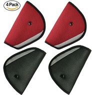 Seatbelt Adjuster 4 Packs Seat Belt Safety Covers for Kids Red +Black HONTECH