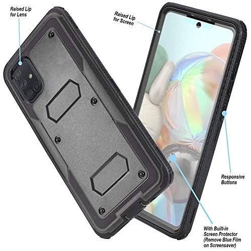  [아마존베스트]HONTECH Holster Phone Case for LG K51, LG Q51 / LG Reflect (TracFone) Case with Swivel Belt Clip, Built-in Screen Protector Heavy Duty Full Body Protection Shockproof Kickstand Cover 6.5 i