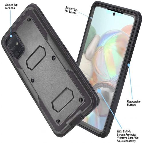  [아마존베스트]HONTECH Holster Phone Case for LG K51, LG Q51 / LG Reflect (TracFone) Case with Swivel Belt Clip, Built-in Screen Protector Heavy Duty Full Body Protection Shockproof Kickstand Cover 6.5 i