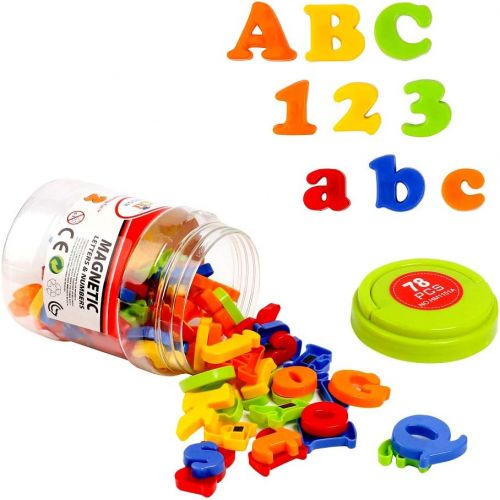  HOONEW Magnetic Letters Numbers Alphabet Plastic ABC 123 Fridge Magnets for Vocabulary Educational Toy Set Preschool Learning Spelling Counting Includes Uppercase Lowercase Math Sy